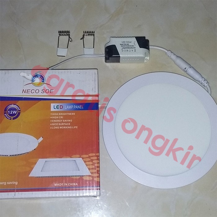 Lampu Panel LED OB NECO Bulat 12 W WW