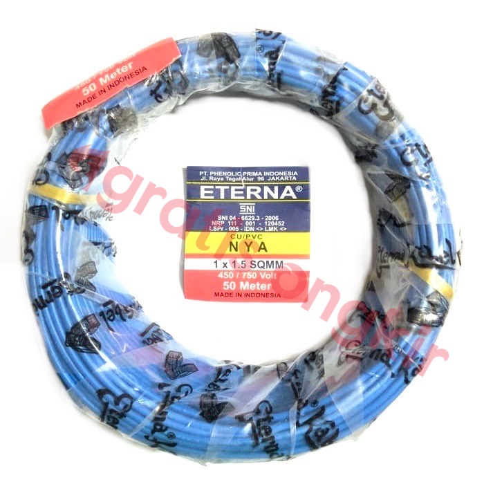 Kabel NYA Eterna 1x1,5 mms 50 Meter Biru