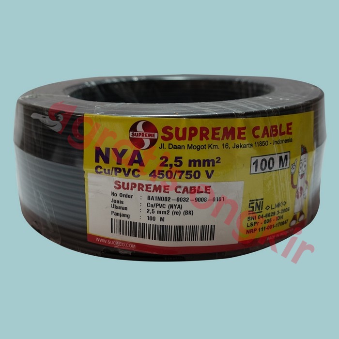Kabel NYA Supreme 2,5 mms Hitam 100 meter