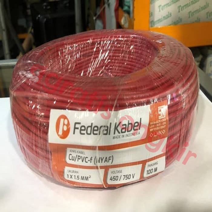 Kabel NYAF 1X1.5 mm Merah Federal