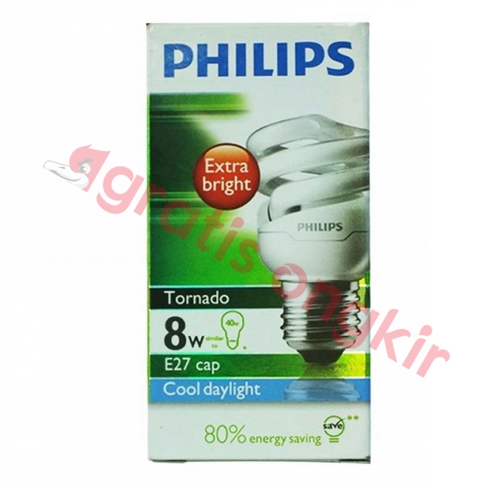 Lampu CFL Philips Tornado 8 Watt Putih