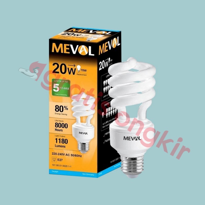Lampu PLC/ CFL Spiral Meval 20 Watt CDL