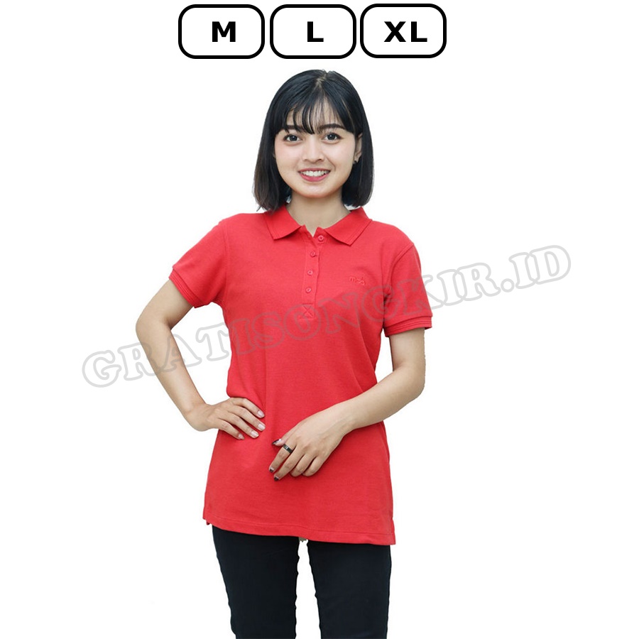 Kaos Krah Polos Pendek Merah MCB 552200 Casual Ladies