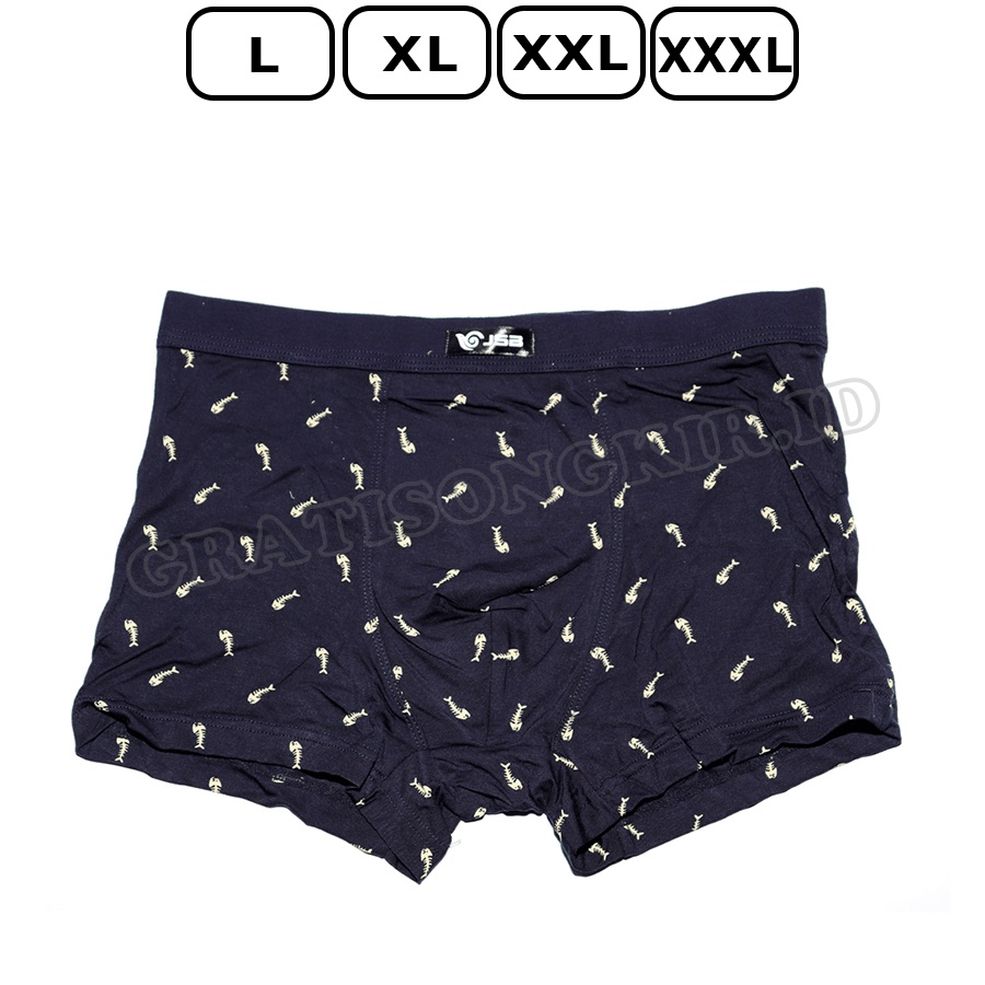 Celana Dalam Pria Boxer Motif Tulang Ikan Spandex