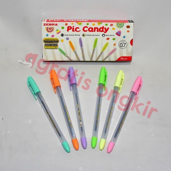 Ballpoint ZEBRA Pic-Candy 0,7mm Mix Color isi 12 Pcs-PIC-004