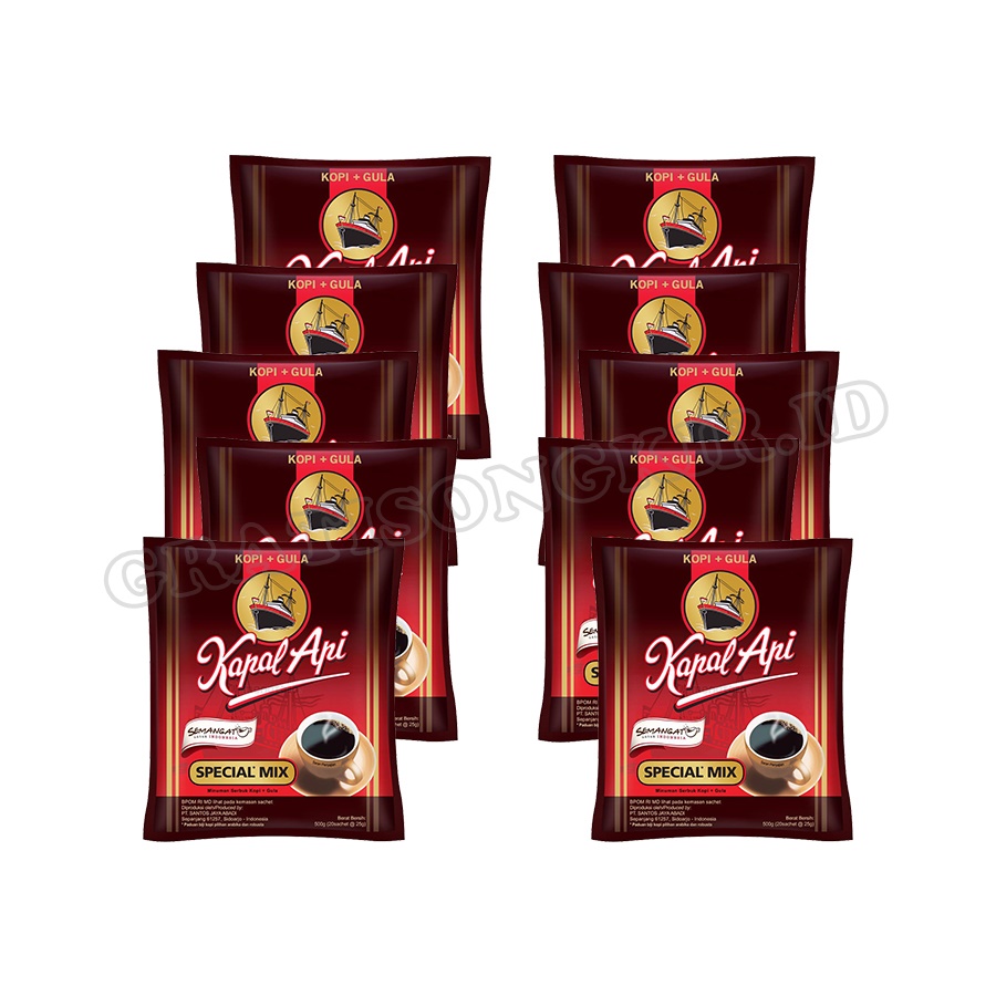 Kopi KAPAL API Kopi + Gula 1 Renceng  10 sachet
