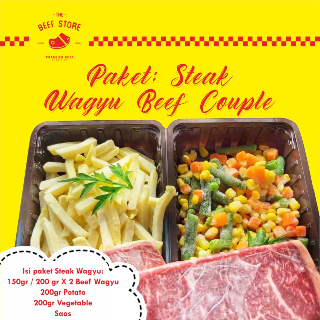 Paket Steak Wagyu Couple (termasuk daging, sayur dan saos)
