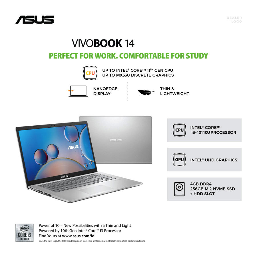 ASUS VivoBook A416FA-FHD323 [Intel® Core™ i3-10110U / Intel® HD Graphics 520 / 4GB / SSD 256GB / 14inch]