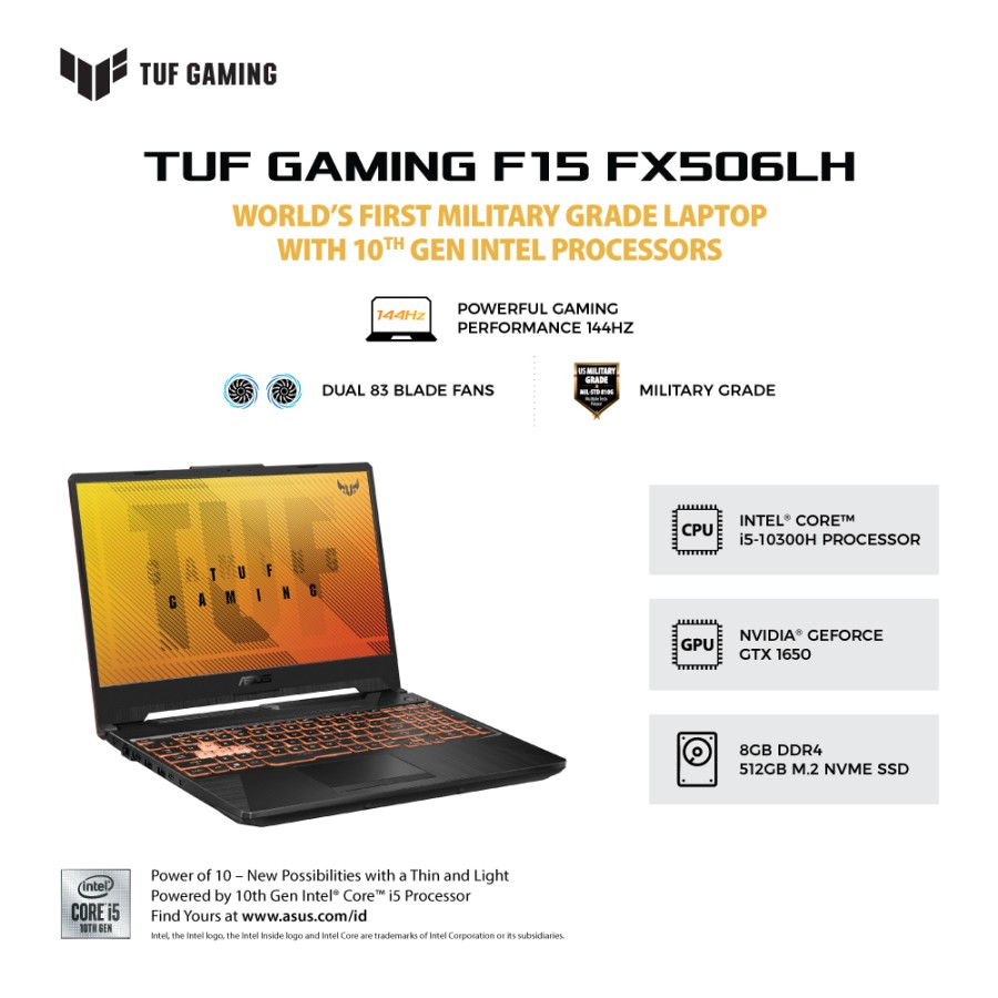 ASUS TUF GAMING F15 FX506LH i5-10300H 8GB 512GB GTX1650 4GB W10 144HZ - DDR4 8GB